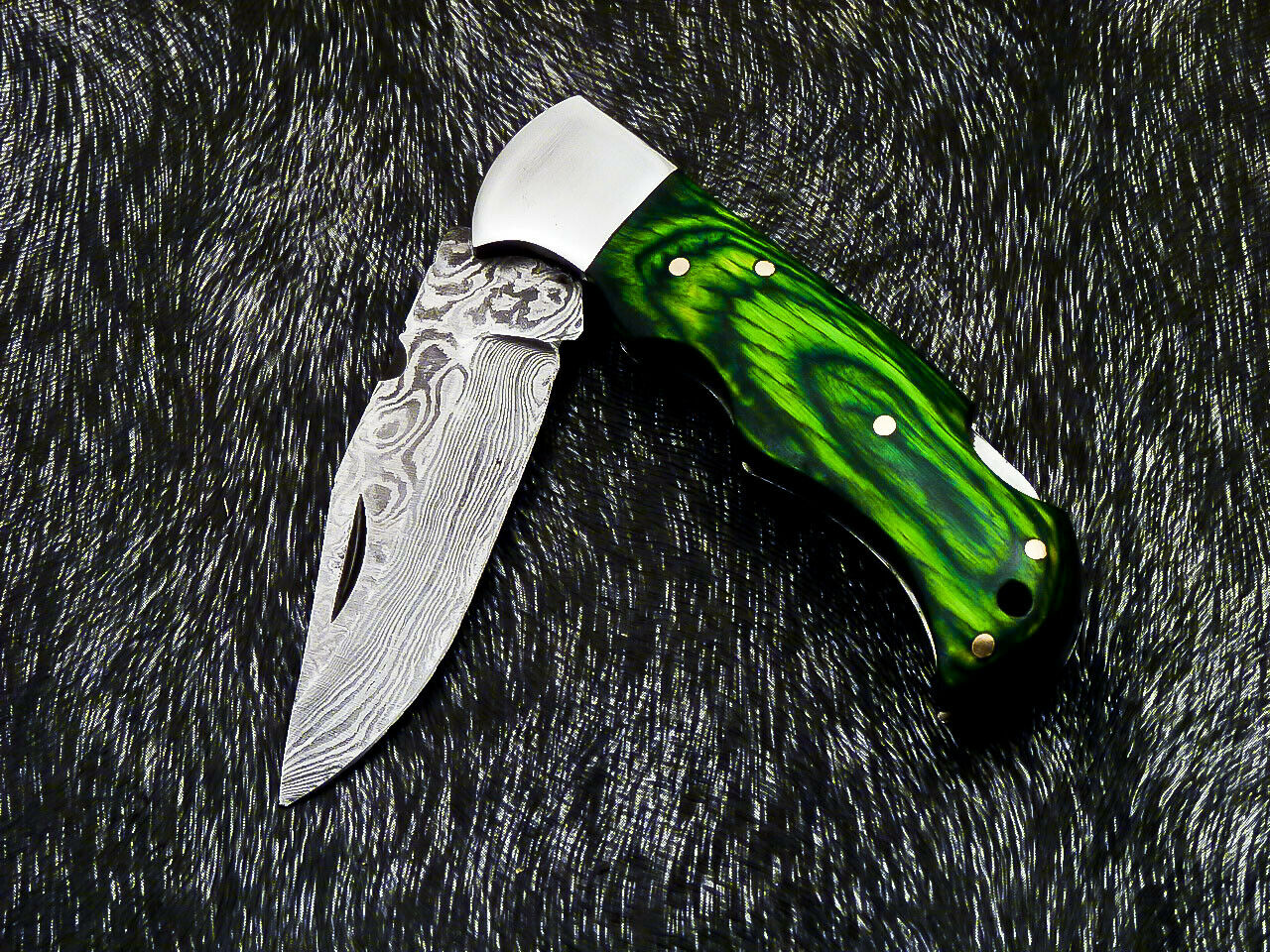 HS-1118 '' CUSTOM HANDMADE DAMASCUS BLADE POCKET FOLDING KNIFE - HARD WOOD HANDLE