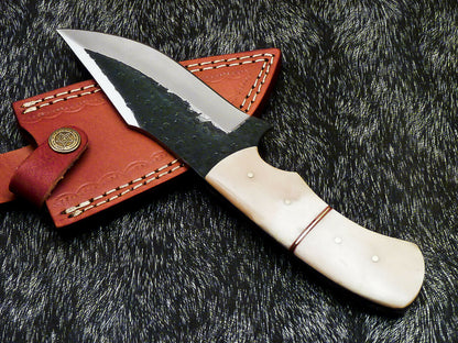 HS-579  Custom Hand Forged Railroad Spike Carbon Steel 8.5" Skinning Knife BONE