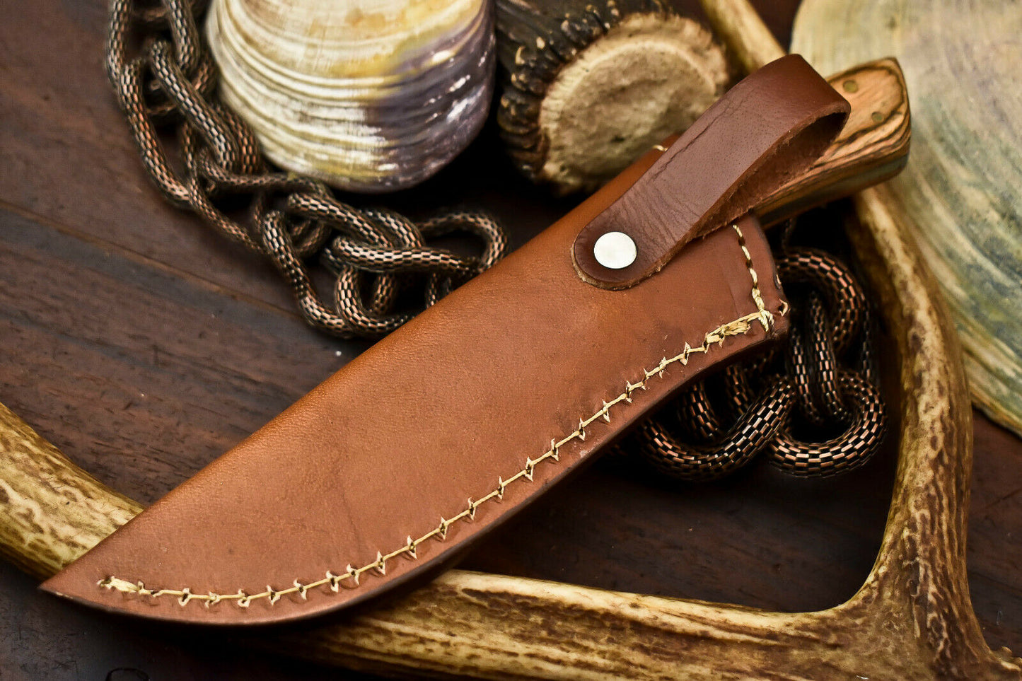 HS-610 Custom Handmade Damascus Hunting Skinning Blade Hunter Camping Full Tang Knife