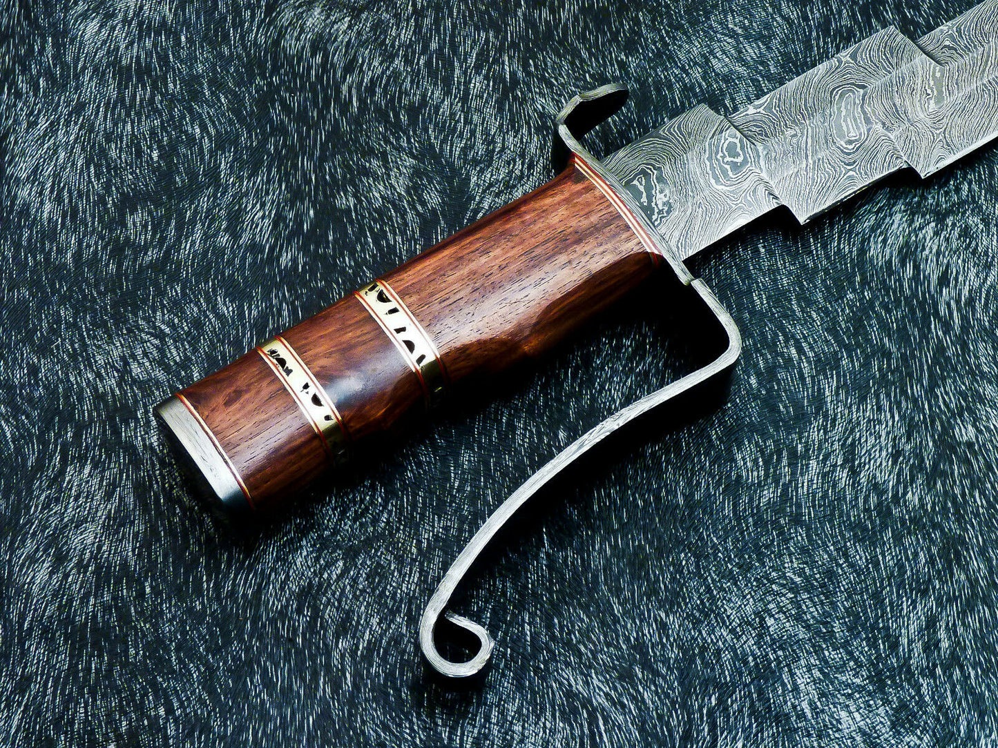 HS-381 '' Custom Hand Forged Damascus Steel 16" Hunting Knife - Natural Wood