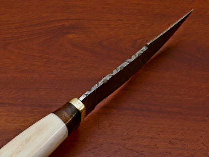 HS-492 Custom Handmade Damascus Hunting Knife With Camel Bone Handle