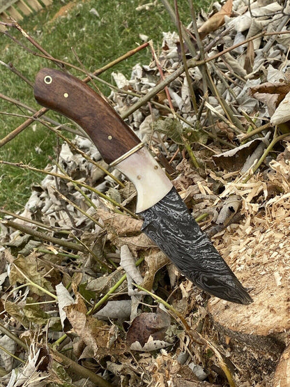 HS-572 Custom Hand Forged Damascus Steel HUNTING Knife W/ Wood Handle / Full Tang