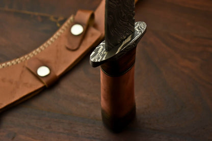 HS-869 Custom Handmade Damascus Steel Hunitng/Kukri Knife - Colour Camel Bone Handle