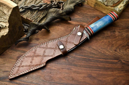 HS-864 Custom Handmade Damascus Steel Hunitng/Kukri Knife - Wood & Bone Handle