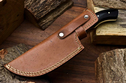 HS-923 Custom Handmade Damascus Steel Camping Tracker Knife - Beautiful Bull Horn Handle