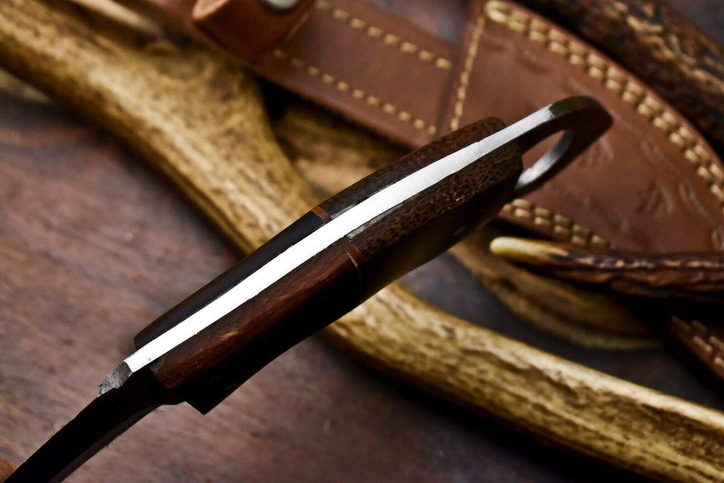 HS-909 Custom Handmade Damascus Steel Karambit Knife - Beautiful Micarta Wood Handle