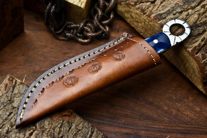 HS-649 Custom Handmade Damascus Hunting Skinning Blade Hunter Camping Full Tang Knife