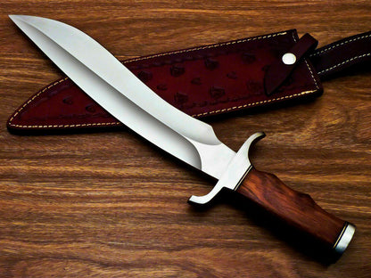 HS-380 CUSTOM HAND FORGED D2 TOOL Steel Blade 17" Bowie Hunting Knife NATURAL WOOD