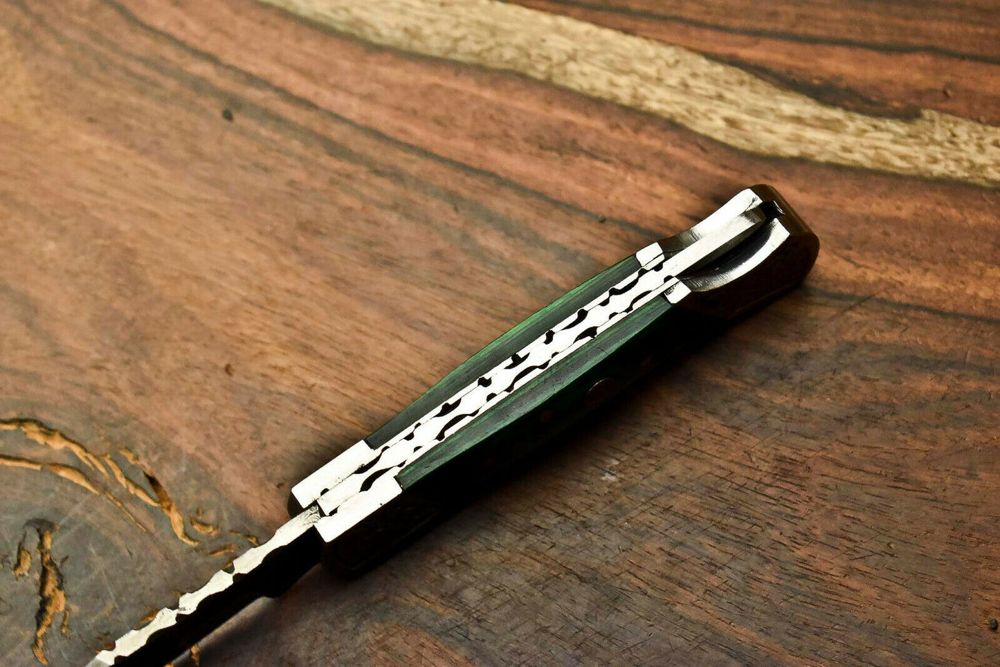 HS-1131 '' Hand Made Damascus Steel Blade Back Lock Folding Knife