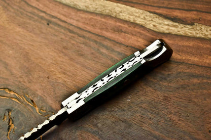 HS-1131 '' Hand Made Damascus Steel Blade Back Lock Folding Knife