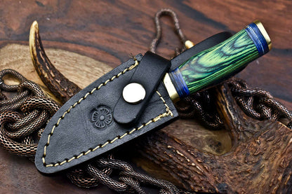HS-711 Custom Handmade Damascus Steel Skinner Knife - Beautiful Hard Wood Handle