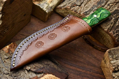 HS-705 Custom Handmade Damascus Steel Skinner Knife - Beautiful Wood Handle