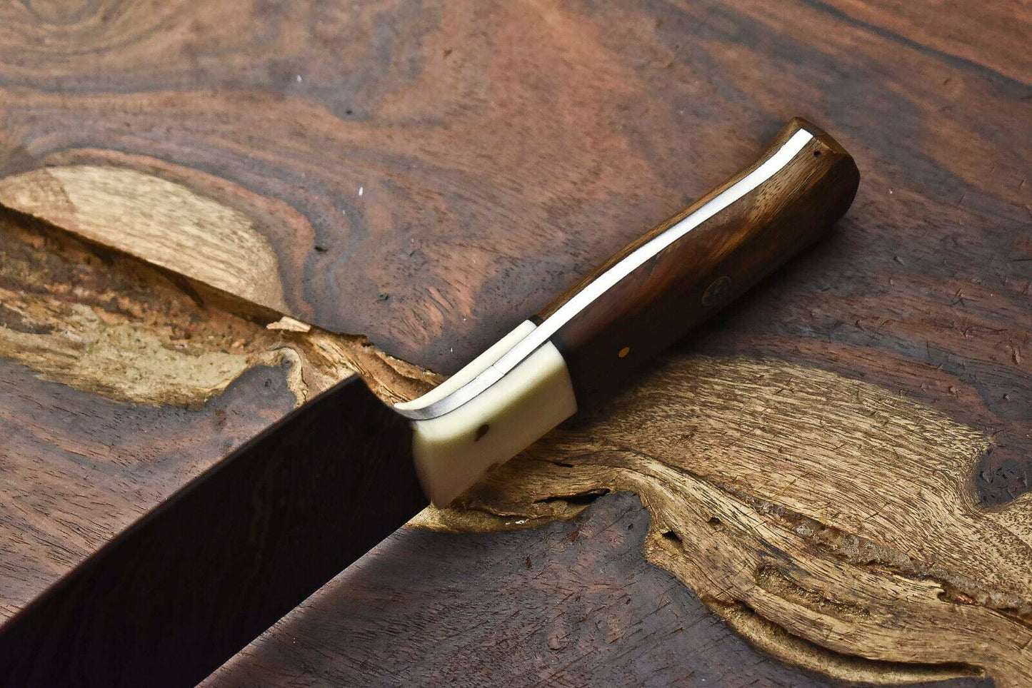 HS-271 Hand Made Damascus Steel Blade Chopper Full Tang Knife | WALNUT WOOD