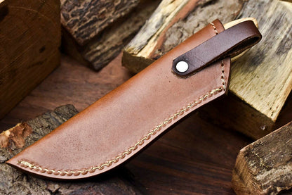 HS-708 Custom Handmade Damascus Steel Skinner Knife - Beautiful Wood Handle