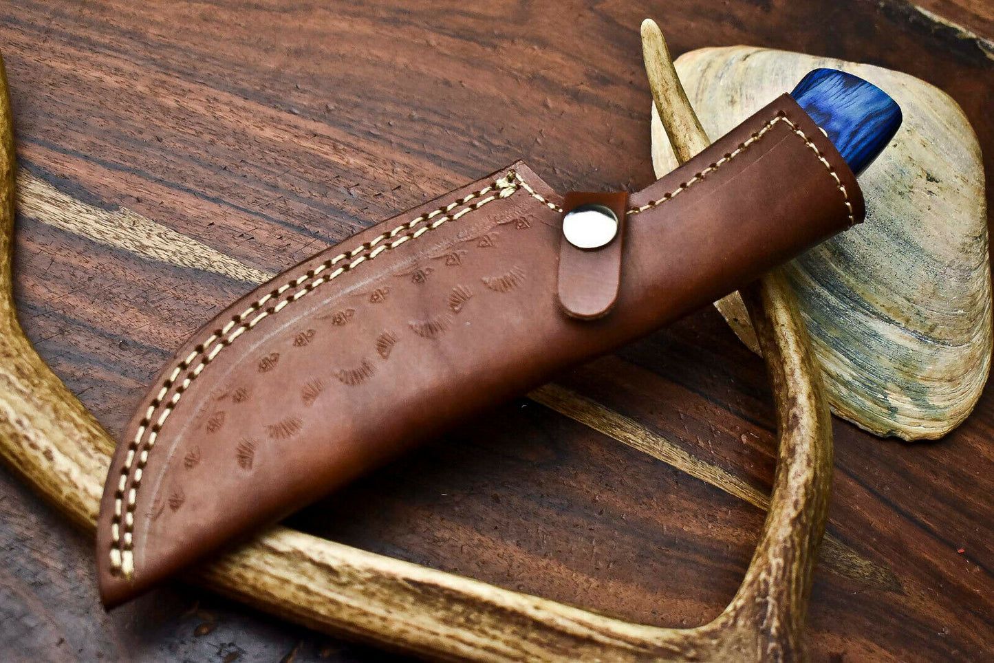 HS-628 Handmade Damascus Skinning Blade Camping Full Tang Knife