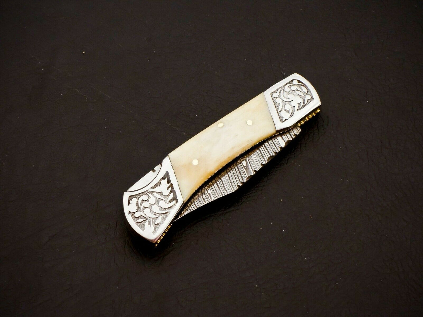 HS-1109 Custom Hand Forged Damascus Steel Back Lock Resin Handle Knife
