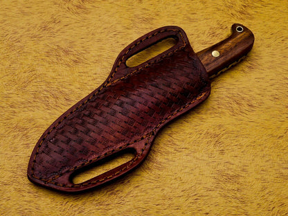 HS-585 CUSTOM DAMASCUS STEEL HUNTING/BOWIE/DAGGER KNIFE HANDLE ROSE WOOD WITH SHEATH