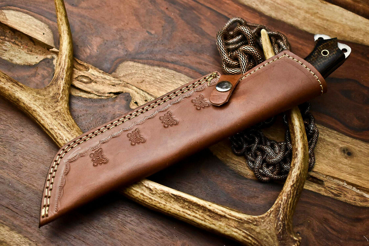 HS-926 Custom Handmade Stainless Steel Tracker Knife - Beautiful Hard Wood Handle
