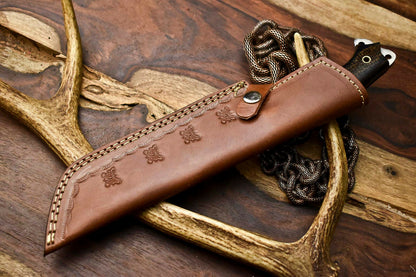 HS-926 Custom Handmade Stainless Steel Tracker Knife - Beautiful Hard Wood Handle