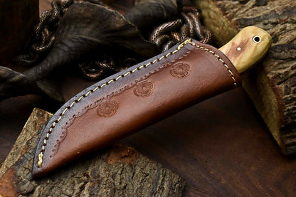 HS-653 Custom Handmade Damascus Hunting Skinning Blade Hunter Camping Full Tang Knife