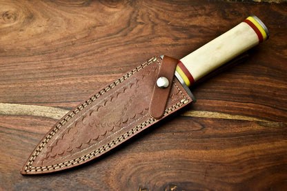 HS-858 Rare!!! Custom HandMade Damascus Steel Dagger Knife | CAMEL BONE