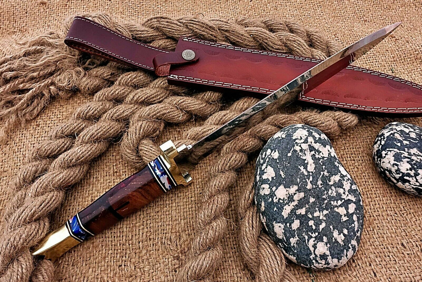 HS-1101 | Custom Handmade Steel D2 Fighter Hunting Combat Mini Sword knife With Resin Handle