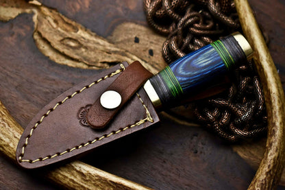 HS-676 Custom HandMade Damascus Steel Blade Hunting Miniature Knife | HARD WOOD
