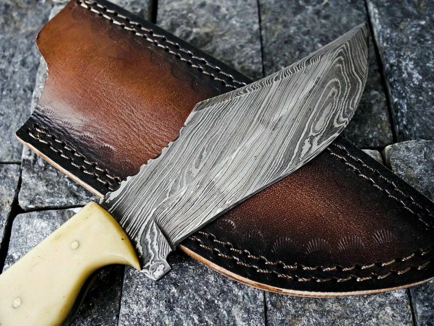 HS-384 '' Custom Handmade Damascus Steel Hunting Dagger Skinner Knife W/Sheath