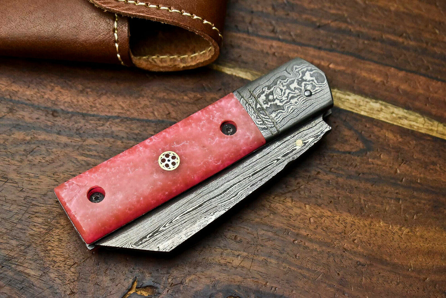 HS-1135 Custom Handmade Damascus Steel Blade Liner-Lock Pocket Folding Knife | CORIAN