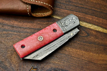 HS-1135 Custom Handmade Damascus Steel Blade Liner-Lock Pocket Folding Knife | CORIAN