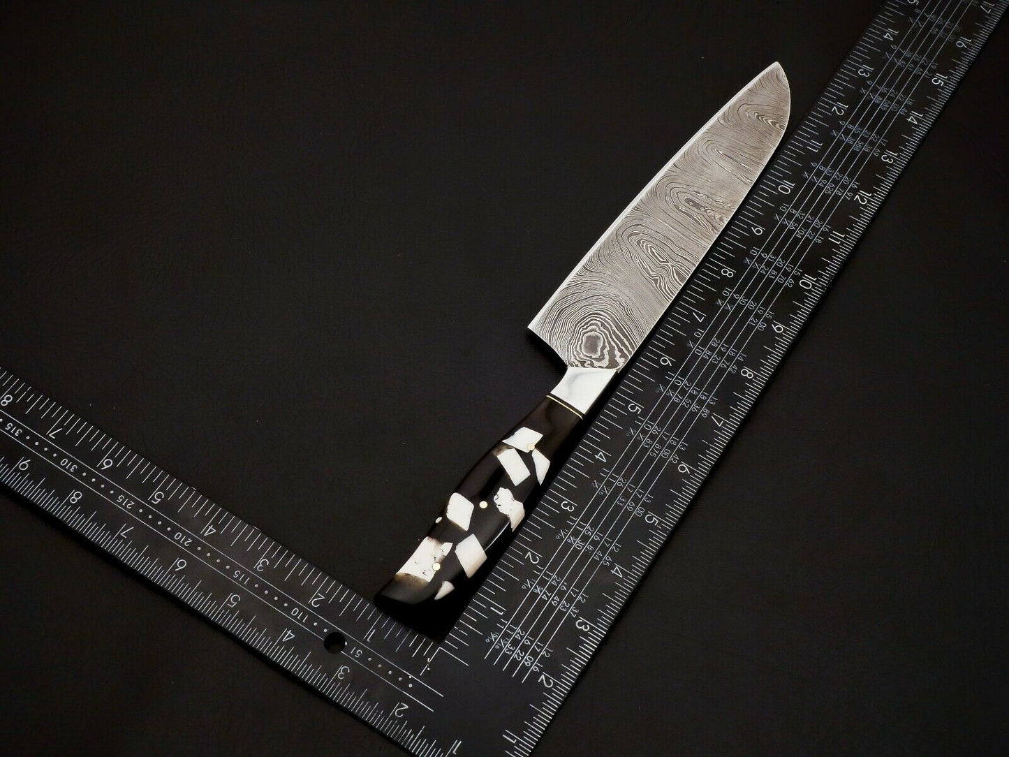 HS-100 Handmade Damascus Steel Chef Knife Set – Full Tang, 288 Layers, Leather Sheath