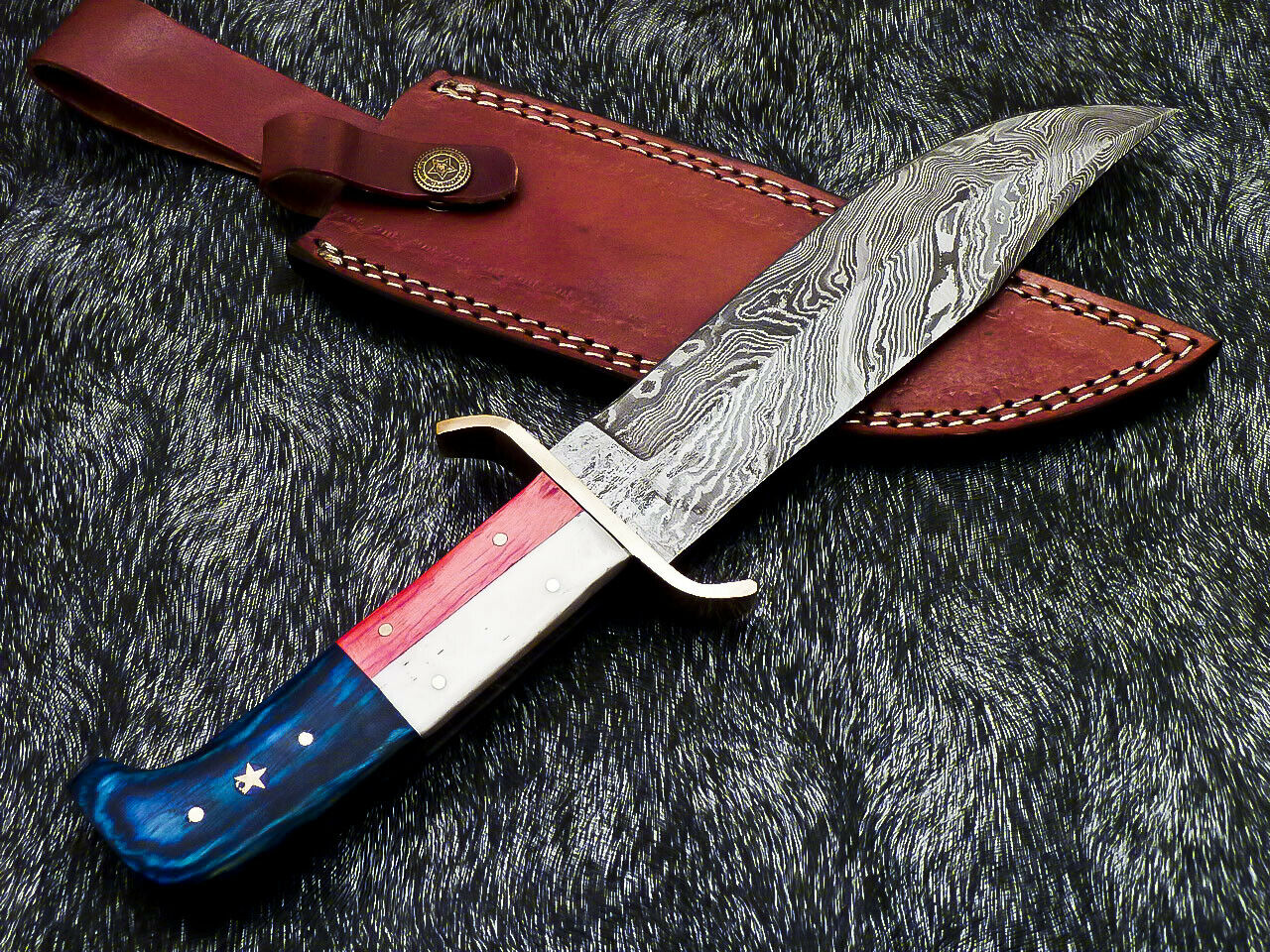 HS-379 '' Custom Hand Forged Damascus Steel 12" Bowie Hunting Knife BONE / WOOD