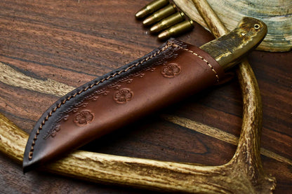 HS-631 Handmade Damascus Skinning Blade Camping Full Tang Knife