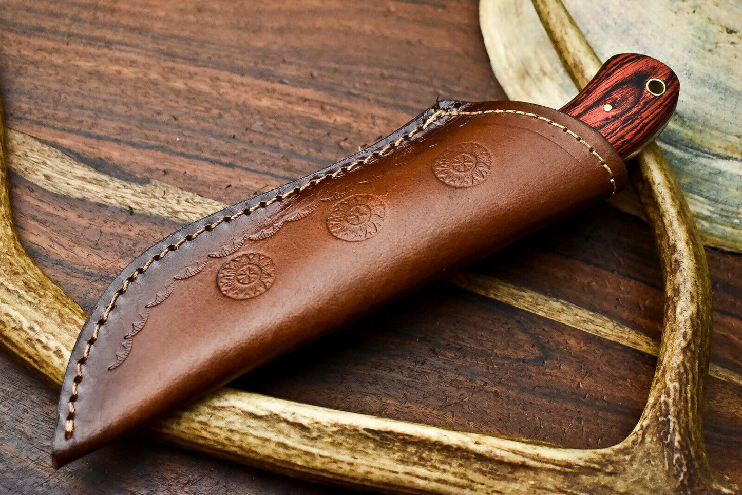 HS-596 Handmade Damascus Skinning Blade Camping Full Tang Knife