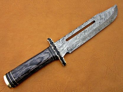 HS-470 Custom Handmade Damascus Steel Hunting Knife With Hard Wood Handle