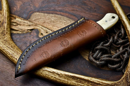 HS-712 Custom Handmade Awesome Camel Bone/Hard Wood Handle Damascus Steel Skinner Knife - Great Price