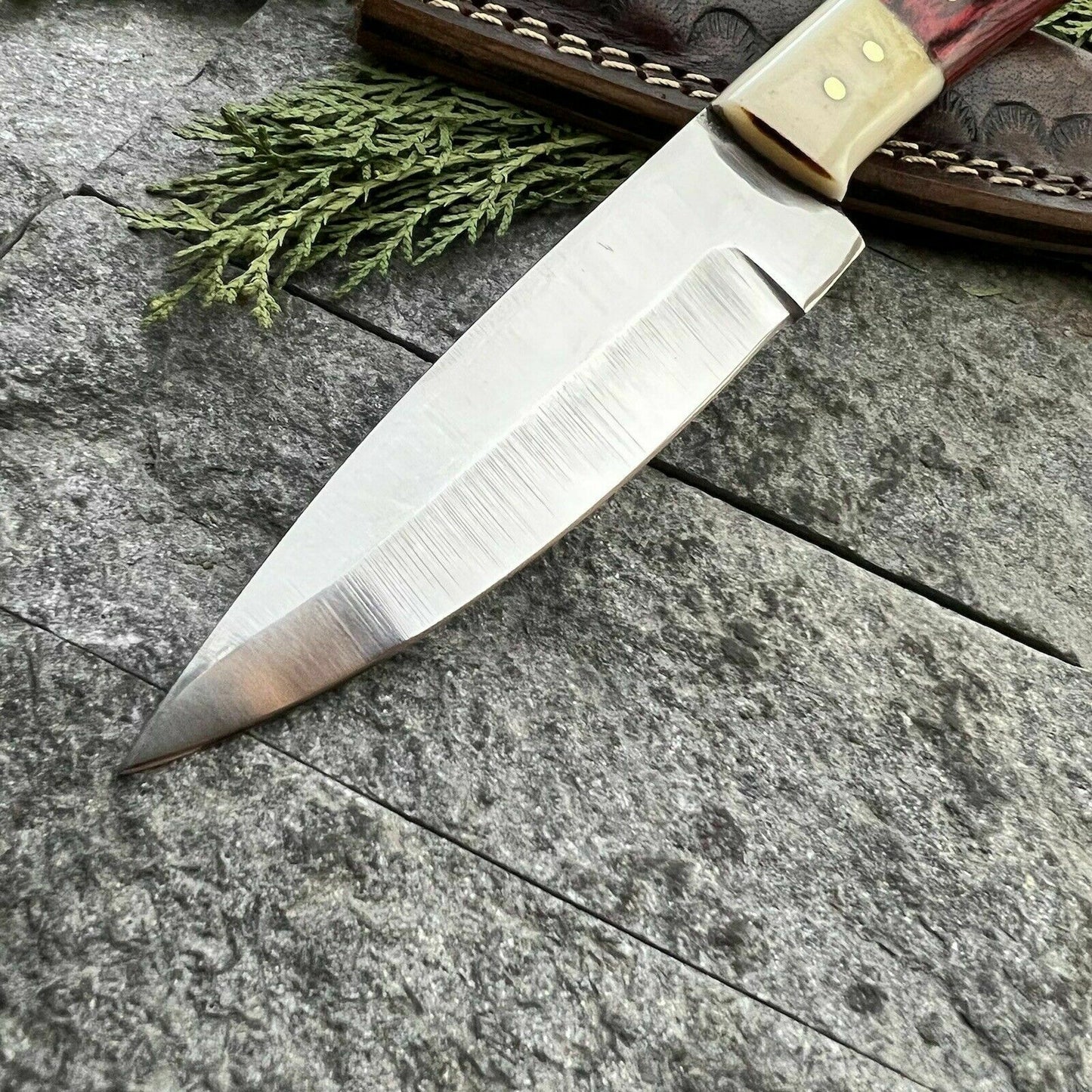 HS-383 '' Custom Handmade D2 Steel High Polish Hunting Skinner Knife W/Sheath