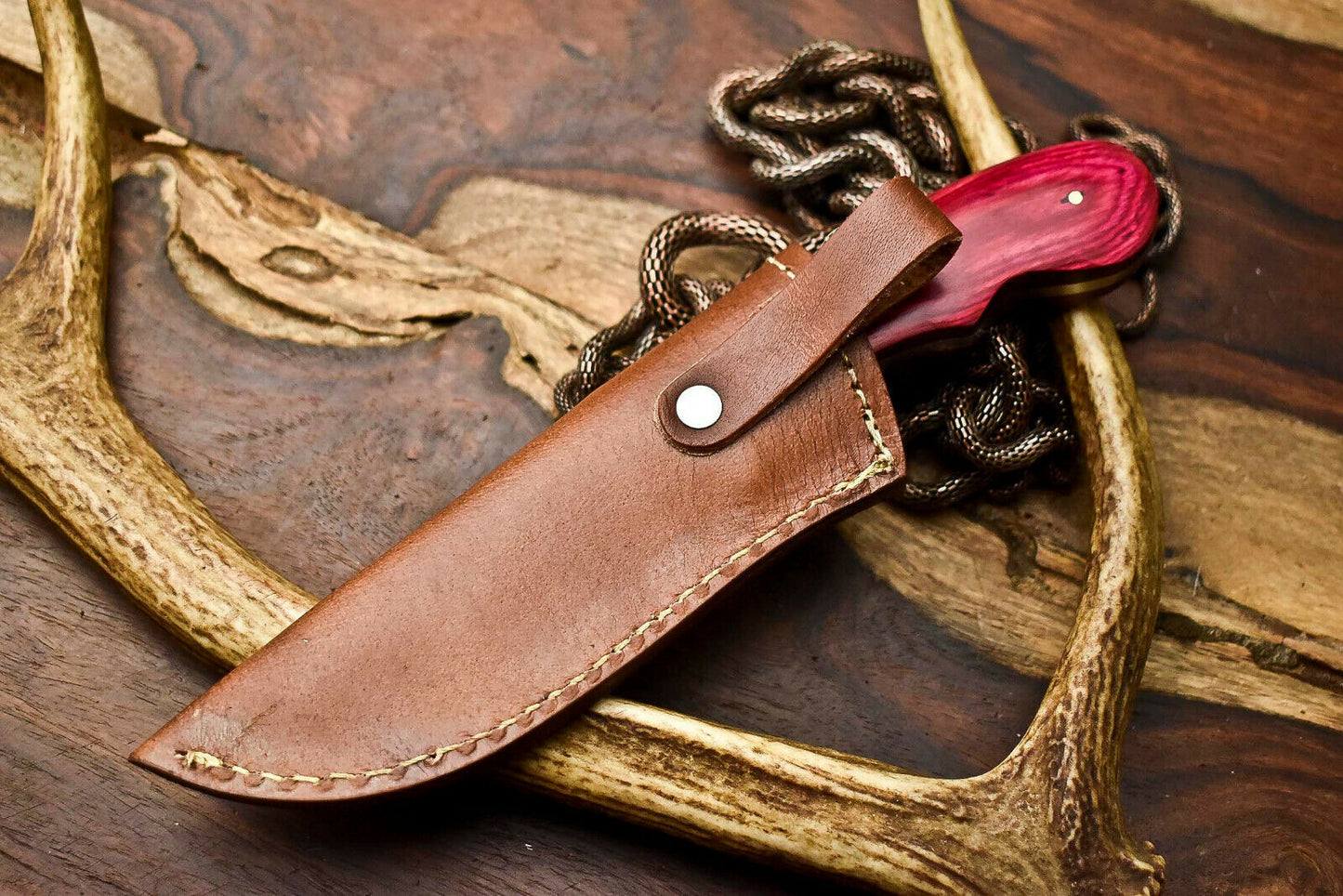 HS-693 Cutlery | Custom Handmade Damascus Steel Skinner Knife - Beautiful Hard Wood Handle