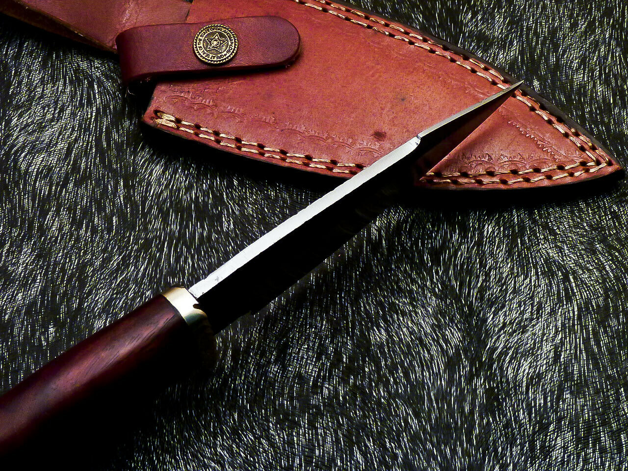 HS-377 '' Custom Hand Forged Railroad Spike Carbon Steel 10" Skinning Knife Wood