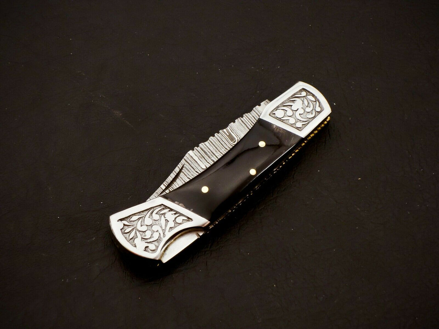 HS-1110 Custom Hand Forged Damascus Steel Back Lock Resin Handle Knife