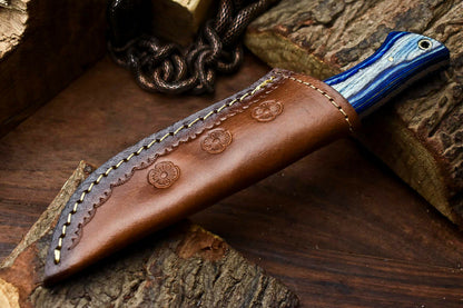 HS-675  Custom Handmade Damascus Steel Skinner Knife - Beautiful Hard Wood Handle