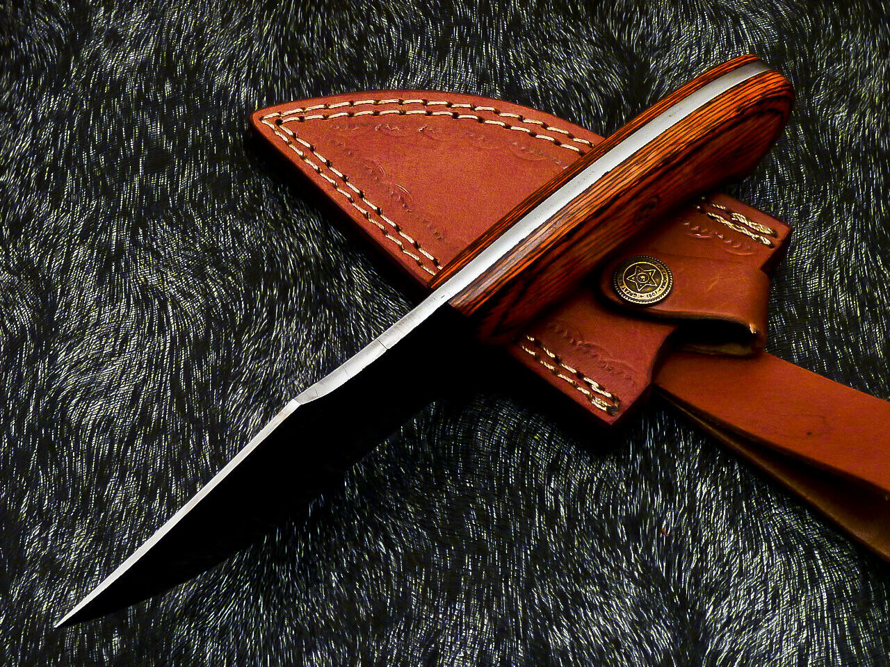 HS-581 Custom Hand Forged Railroad Spike Carbon Steel 8.5" Skinning Knife WOOD
