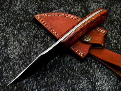 HS-581 Custom Hand Forged Railroad Spike Carbon Steel 8.5" Skinning Knife WOOD