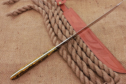 HS-1102 | Custom Handmade Steel D2 Fighter Hunting Combat Mini Sword knife With Resin Handle