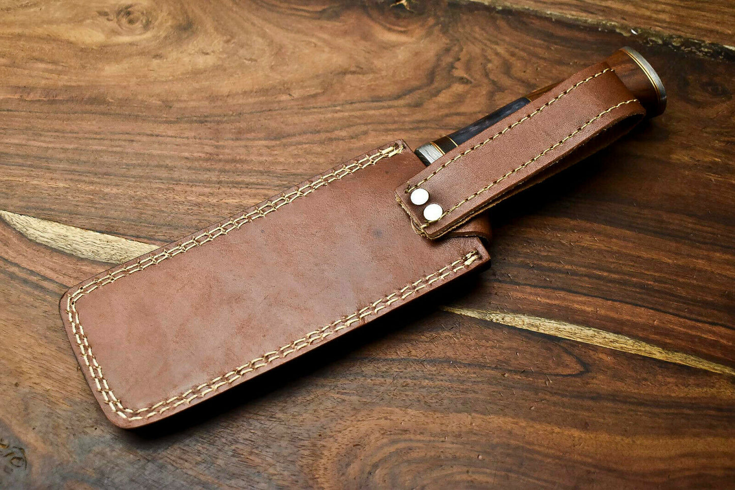 HS-315 Custom Hand Made Damascus Steel Blade Bowie Hunting Knife | CAMEL BONE