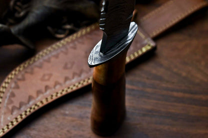 HS-410 | Custom Handmade Damascus Steel Hunting Knife - Camel Bone Handle