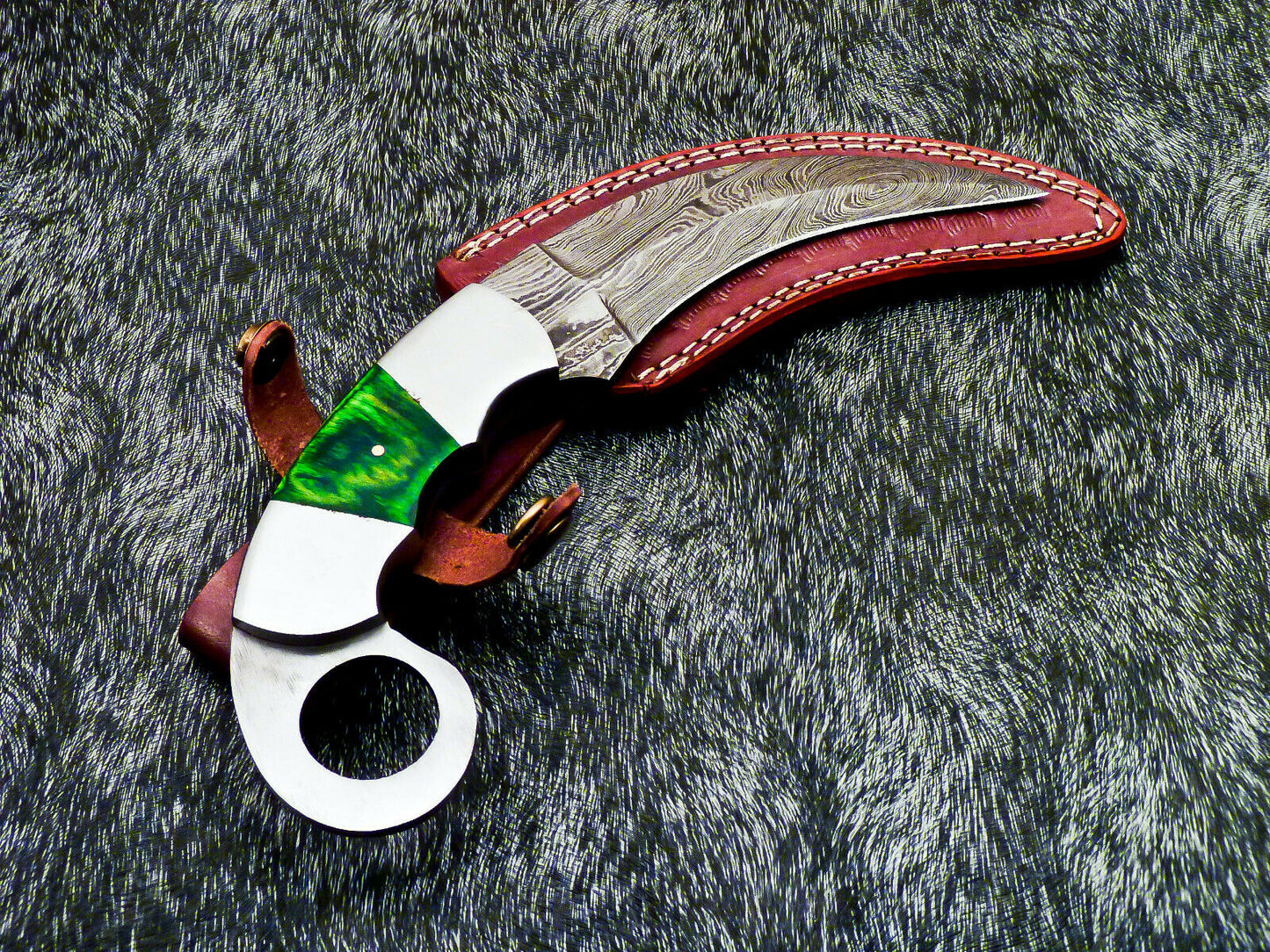 HS-892 Custom Hand Forged Damascus Steel 10" Karambit Knife - Hard Wood Handle