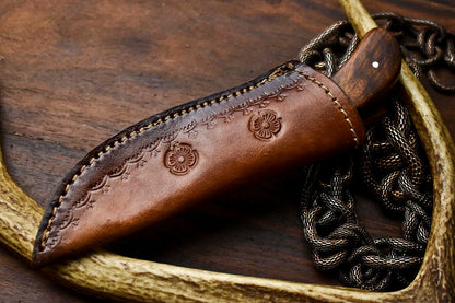 HS-697 Custom Handmade Damascus Steel Skinner Knife - Beautiful Wood Handle