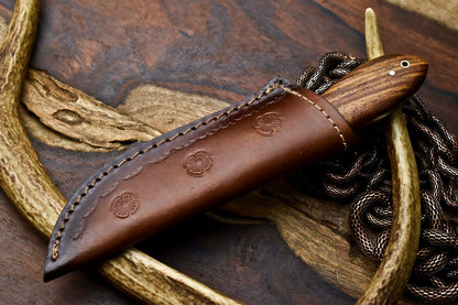 HS-682 Custom Handmade Damascus Steel Skinner Knife - Beautiful Wood Handle