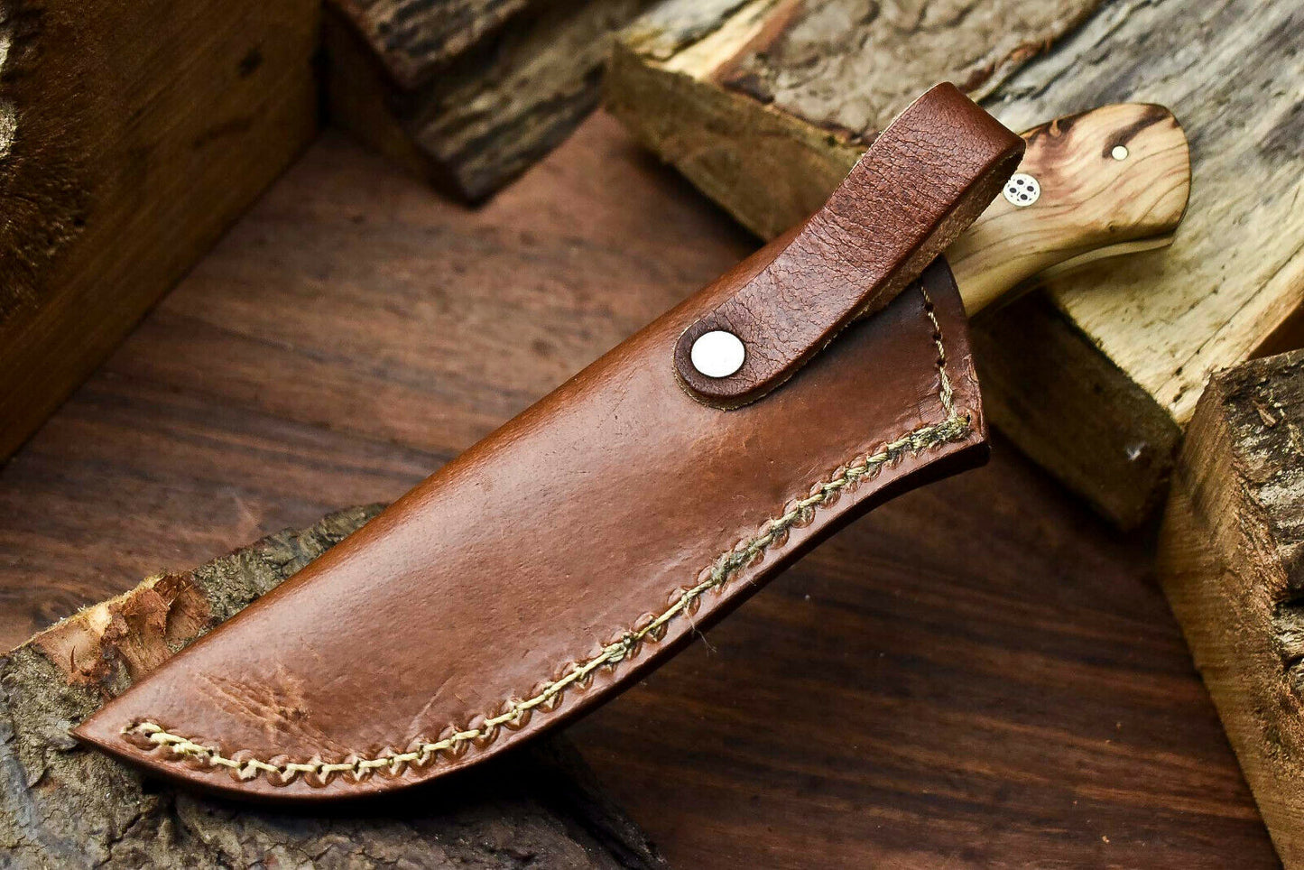 HS-648 Custom Handmade Damascus Hunting Skinning Blade Hunter Camping Full Tang Knife